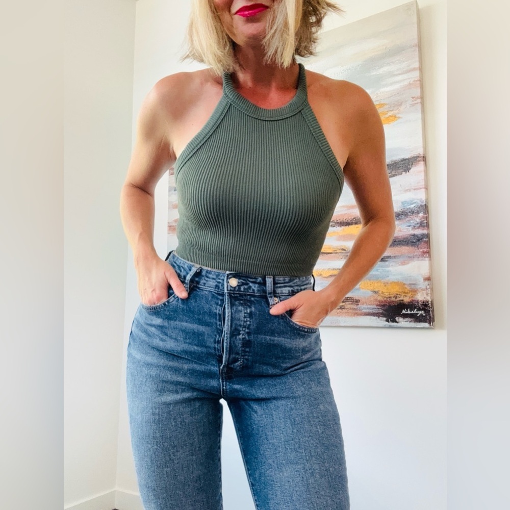 AERIE Cropped Ribbed Tank Top